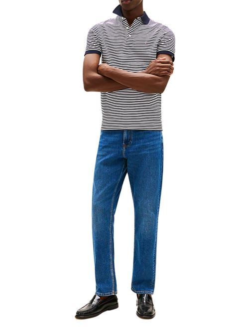 Polo uomo blu/bianco in cotone Tommy Hilfiger | MW0MW177710A4